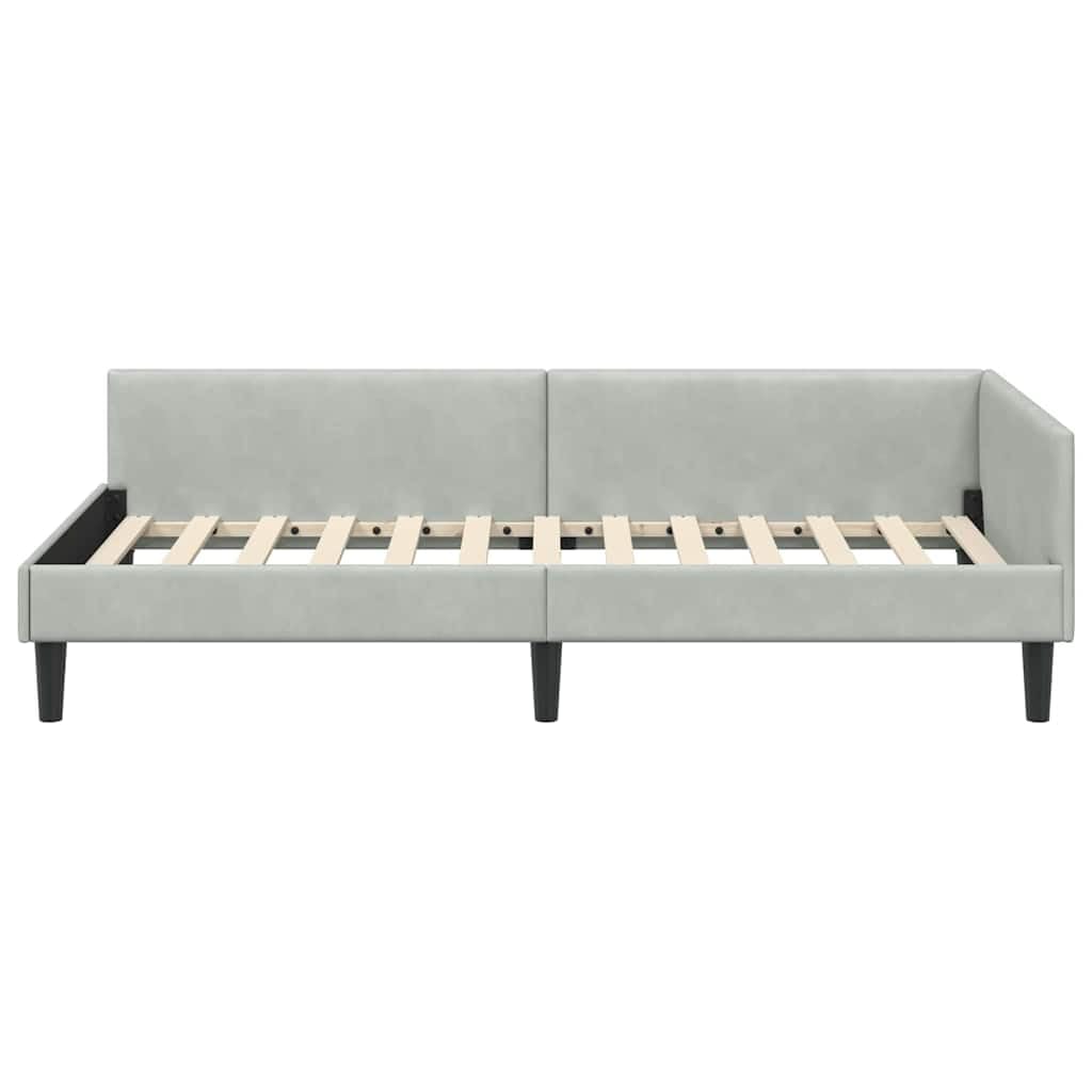 ACAGALA Tagesbett 100x200 cm, Bettgestell mit Kopfteil und Lattenrost, Eckbett in Stoff ohne Matratze, Jugendbett Einzelbett Gästebett Schlafsofa für Schlafzimmer Wohnzimmer, Hellgrau