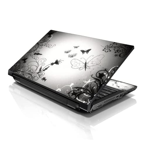 Image of LSS 15 15.6 Inches Laptop Notebook Skin Sticker with 2 Wrist Pads - Reusable Cover Protector Vinyl Sticker Cover Decal Fits 13 inch - 16 inch HP Asus Acer Samsung - Butterfly Contrast Fade