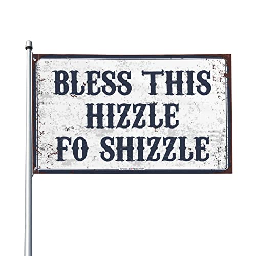 Banderas para habitación de niñas con diseño divertido Bless This Hizzle para colgar en pared