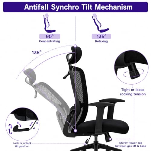 Image of Wakefit Safari Ergonomic Office Chair for Work | 3 Year Warranty | Single Lock and Recline | Soft Armrest with 3 Dimension adjustability| Strong Nylon Base | 8+ Hours of Comfort| Black