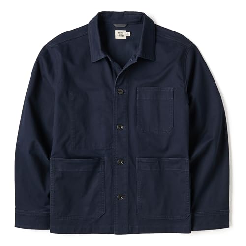 Huckberry Flint and Tinder Classic Chore Coat Mens Lightweight Cotton Jacket Dark Navy X-Small