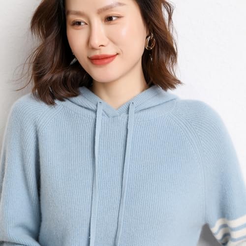 Image of Women's Long Sleeve Hoodie Cashmere and Wool Blend Pullover Tops Sweater