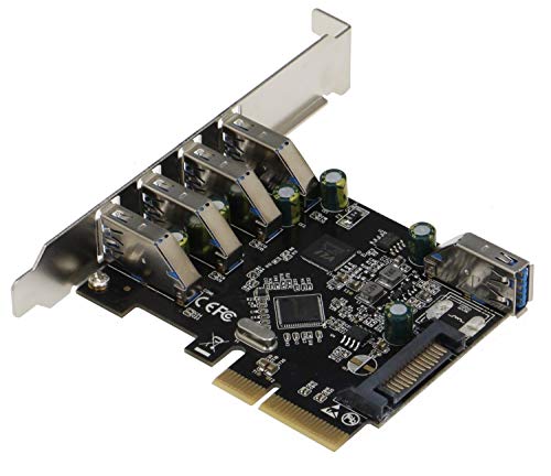 Carte adaptateur PCIe USB 3.1 Gen II 5 ports 4E1I 10 Gbit/s Sedna profil bas et standard