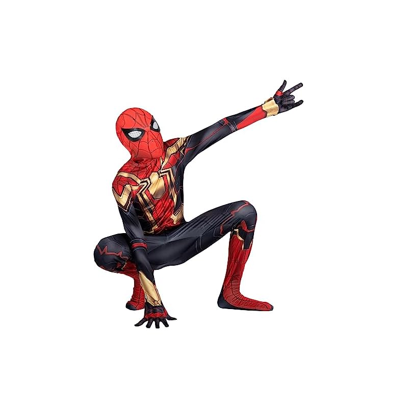 Marvel-Integrated-Spider-Man-Official-Youth-Deluxe-Zentai-Costume-Stretch-Spandex-with-Hidden-Zippers-and-Wrist-Slits-S-Multi