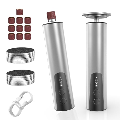 2 in 1 Pedicure Elettrico, Calli Piedi Rimozione Ricaricabile con Cuscinetti di Ricambio Lima Calli Piedi Elettrico a Velocità Regolabile Pedicure Kit per Pelle Morta e Tacchi Incrinati, Argento