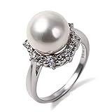 【桂由美プロデュース】 指輪 シルバー 925 パール リング 10mm サイズ17号 大粒 ジルコニア 人気 レディース 冠婚葬祭 シンプル おしゃれ 日本製 (17)