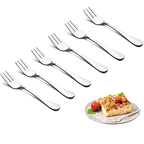 Dessertgabeln Edelstahl Set,6 Stück klein Kuchengabeln aus Edelstahl, Tafelgabeln,Obstgabel Cover