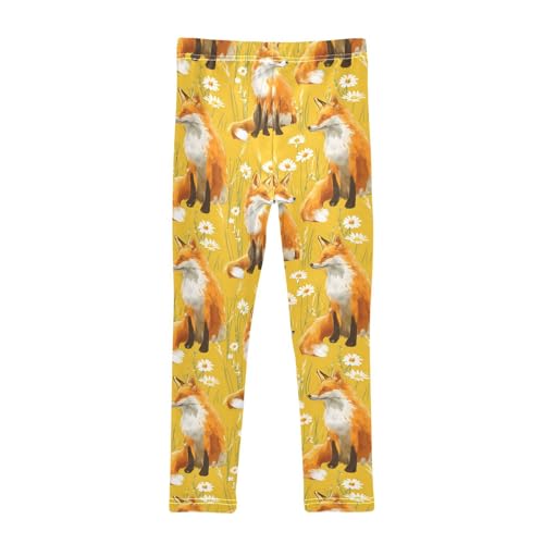 Daisy Fox Yellow Design Girls Leggings Soft Stretch Workout Yoga Dance Pants for Kids Casual Tights2