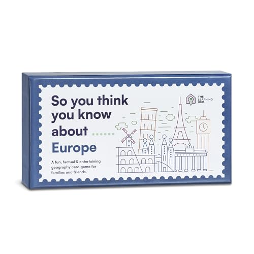 The Learning Hub So You Think You Know About Europe - a Fun, factual & Entertaining Geography Card Game | 44 European Countries | 15 Facts per Card | for Kids, Families & Friends | Stocking Stuffer