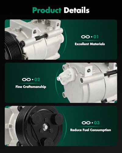 Image of SCITOO AC Compressor for Ford for E-350 Super Duty 7.3L 1999 2000 | Fast Cooling, Ultra Low Noise (≤72 dB) Air Conditioner Compressor for Summer, with Clutch, 5U2Z19V703YA F77Z19V703XARM