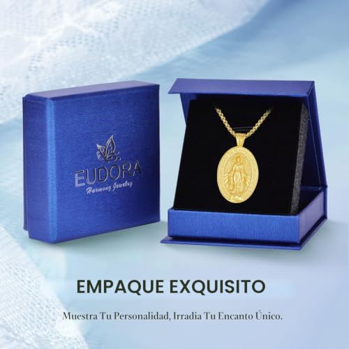 Miniatura 7 de Eudora Harmony Ball Collar Virgen María Medalla Milagrosa Plata Pura Con Baño De Oro De 18k Para Mujer Hombre, Colgante Medalla De La Virgen Milagrosa Joyería Regalo Original Para Padre Madre,22 2