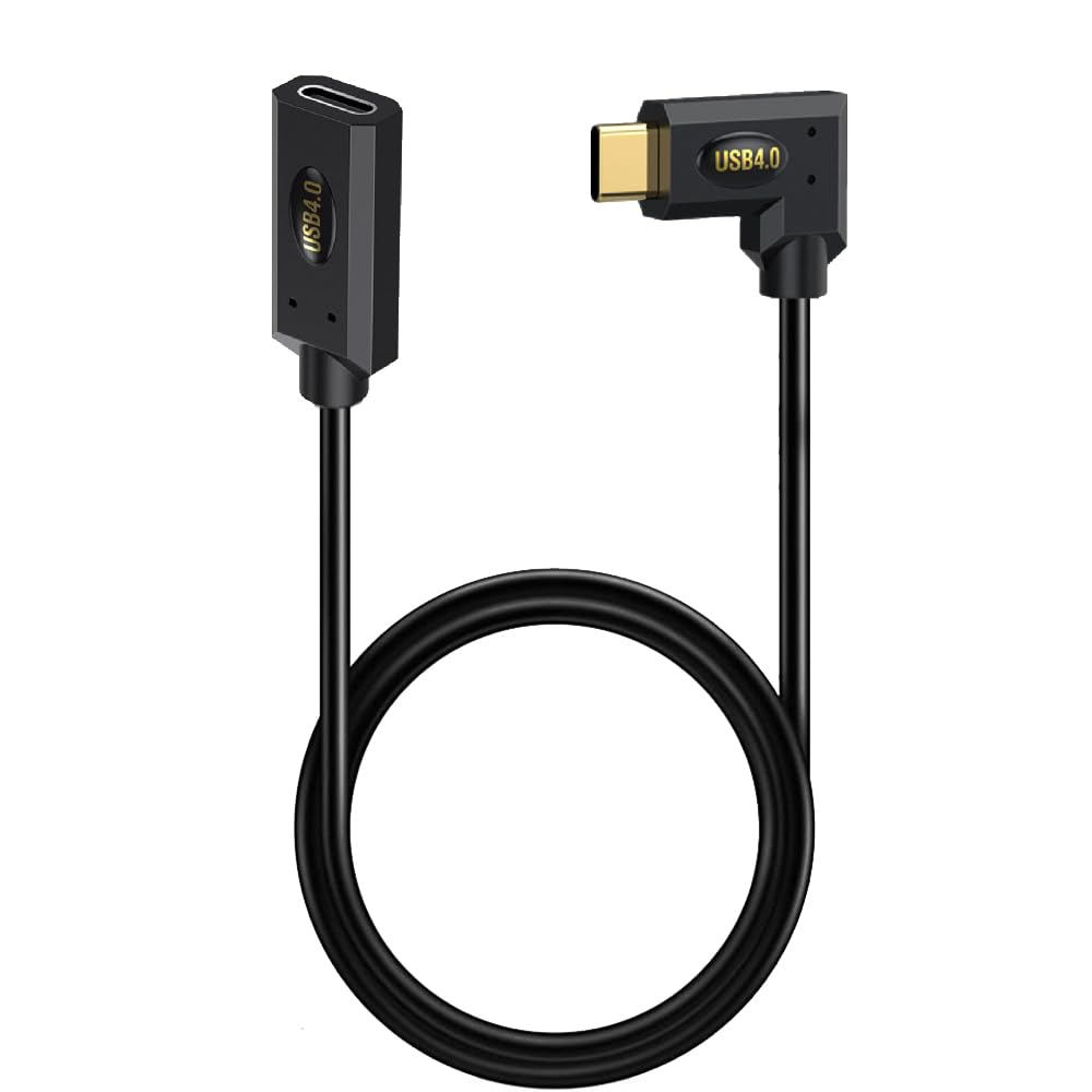 Kework 2ft 40Gbps USB 4.0 Type C Extension Cable, Straight Female to Left & Right Angle Male 240W 5A PD USB C 4.0 Cord for Smartphones, Laptops,