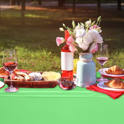 Image of Irenare 6 Sheets Hawaiian Luau Tablecloths for Party Decoration 54 x 108'' Tropical Palm Leaves Table Cloth Hawaii Disposable Rectangular Plastic Table Cover for Summer Beach (Multicolored)