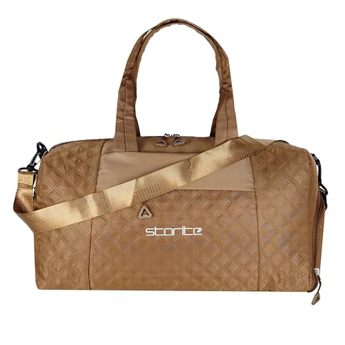 Storite 42Cm Travel Duffle Bag for Men & Women with Dry and Wet Pocket, Lightweight Water Resistant Luggage Bag with Shoe Compartment (Coffee, 42x25x20cm)