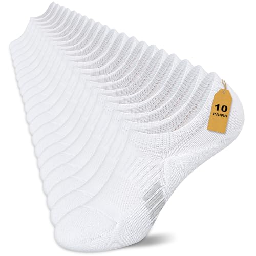 Image of Amutost Womens No Show Socks Anti-Slip Cushioned Breathable 5-10Pairs | Silicone heel grips, Arch compression band, Elastic cuffs, Moisture wicking, Size 6-8 /7-9 /9-11, Reduces blisters