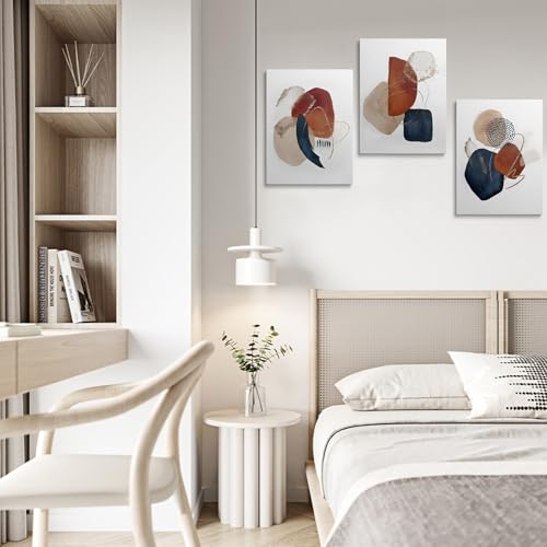 Wall Art for Living Room Framed Canvas Wall Art Abstract Pictures in Teal Blue Gold Art Prints 3 Panels 12x16 in Wall Decor Aesthetic Bedroom Bathroom Kitchen Hallway Stairs Office - Image 4