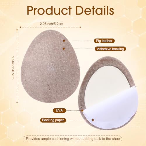 Image of Syhood 20 Pieces Metatarsal Felt Pads Foot Insert Pads Ball of Cushion for Pain Relief Forefoot and Sole Adhesive Accessories for Men and Women 1 /4 Inch Thick (Oval Style,Nude,Leather)