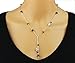 Women's 925 Sterling Silver Lariat Y Necklace with Faceted Black Onyx Beads, 18