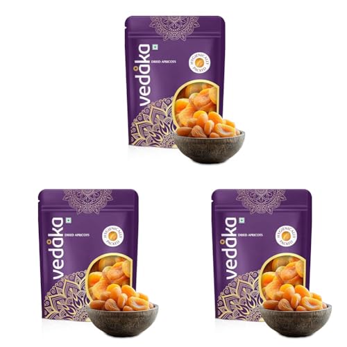 Image of Amazon Brand - Vedaka Premium Turkish Dried Apricots | 500 Gram | Jumbo Size Seedless Khumani | Juicy And Tangy Dehydrated Fruits (Pack of 3)