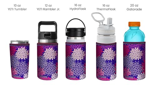 Koverz Water Bottle Sleeve, Neoprene Insulated Bottle Sleeve, Fits 16-18 Oz. 500 ml, Medium Size, Hibiscus by Koverz - Used condition - US$10.61