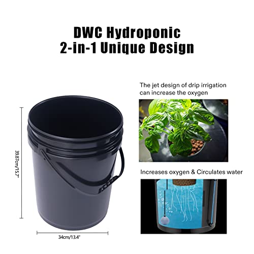 DWC Hydroponics Growing System, 5 Gallon Deep Water Culture, Recirculating Drip Garden System Kit with Multi-Purpose Air Hose, Air Pump, and Air Stone (4 Bucket + Reservoir Kit) - Thumbnail 5