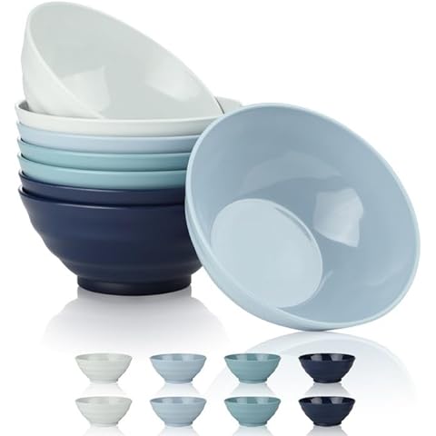 BEWOS 8 PCS Eco-Friendly Plastic Bowls Set Cover