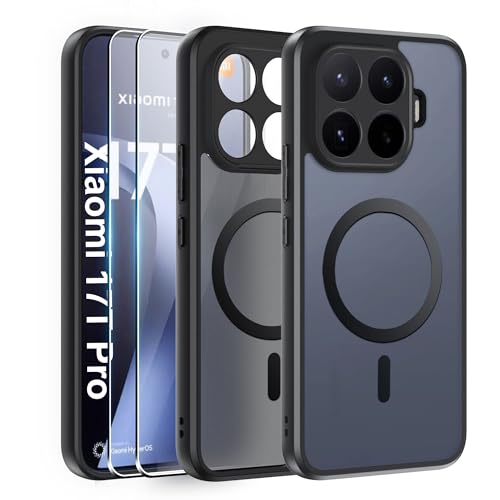 Effcotuo Magnétique Coque pour Xiaomi Mi 17T Pro 5G Case avec MagSafe avec Verre Trempé Protection écran Anti-Chute Silicone Souple + PC Givré Coque, Etui...
