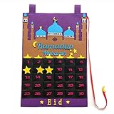 Froiny Ramadan Kalender, Eid Mubarak Adventskalender Sternaufkleber Hängen Countdown-Kalender Für Hauswanddekorationen Lila