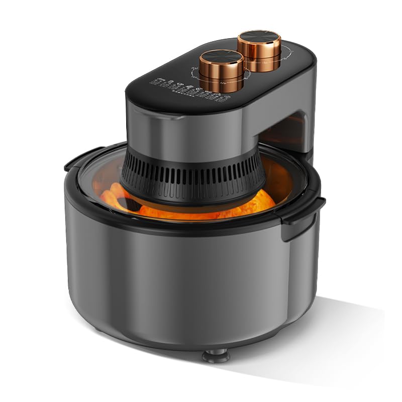 Freidora sin aceite 4L 1200W con Ventana Panorámica 270° - Supervisa la cocción, Tecnología TurboAir, Temporizador 60 min, Ajuste 80-200°C, Blanco