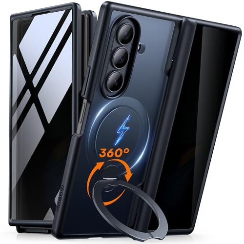 MOBOSI for Z Fold 7 Case with Rotatable Ring Stand & Privacy Screen Protector, Compatible with Magsafe, 18FT MIL-Grade Protection, Magnetic Shockproof Slim Case for Samsung Galaxy Z Fold7, Black