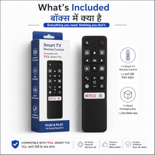 Image of Supreme E-Commerce Replacement Remote Control Suitable for TCL Smart TV, TCL Android TV & TCL 32 42 55 Inch led TV, No Programming Needed, Non Voice Command, Verify Before Purchase