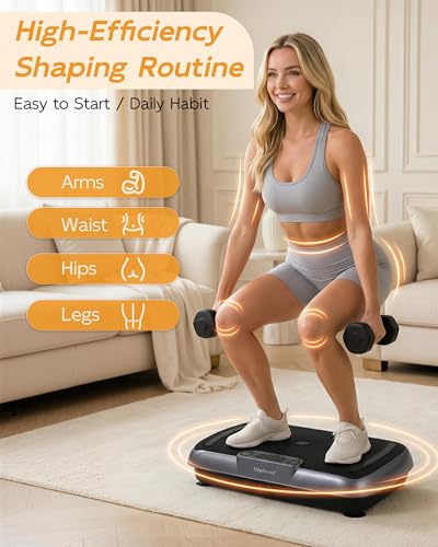 Image of Vibration Plate Exercise Machine, Vibrating Plate for Lymphatic Drainage Weight Loss, Full Body Shake Plate with Resistance Bands, Bluetooth, Vibration Board for Wellness Home Gyms Workout Gifts