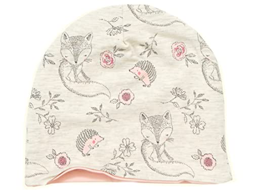 Kleine Könige Mütze Kinder Mädchen Beanie Modell Fuchs Igel Cutie Pies beige Altrosa Ökotex 100 Zertifiziert Größe 98/104 (KU 47-50)