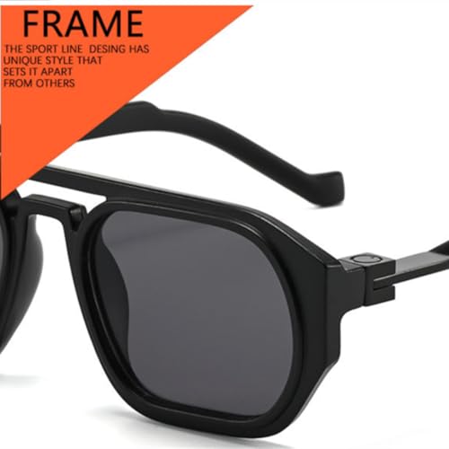 Lunettes de soleil rétro UV400 à double pont avec verres dégradés géométriques - 4