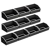 Homsorout Clothes Organizers and Storage - Fabric Cube Bins with Handles, Storage Baskets for Shelves, Trapezoid Collapsible Boxes for Home, Dorm, Office, 10 Pack, Black