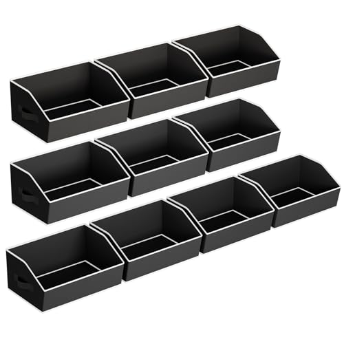 Image of Homsorout Clothes Organizers and Storage - Fabric Cube Bins with Handles, Storage Baskets for Shelves, Trapezoid Collapsible Boxes for Home, Dorm, Office, 10 Pack, Black