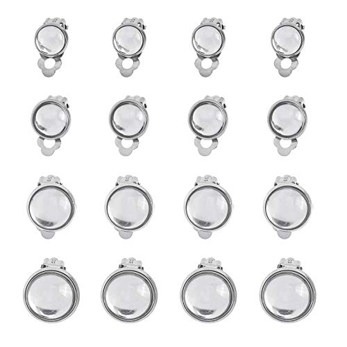 Unicraftale 4 Sizes 8Mm/10Mm/12Mm/14Mm Clip-On Earring Blanks With Cabochons 40Sets Stainless Steel Earring With Glass Cabochon Flat Tray Leverback Earring For Non-Pierced Ears Diy Earrrings #TOP7