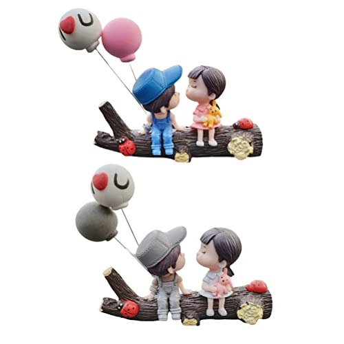 Image of Couple Cute Ornaments,Cute Car Dashboard Ornament Lovely Couple Kissing Boy Girl Car Ornament Car Interior Decoration (TreeCoupleCouple(BluePowder)+LoveBalloon), YmikoOVB34U7FAR-66