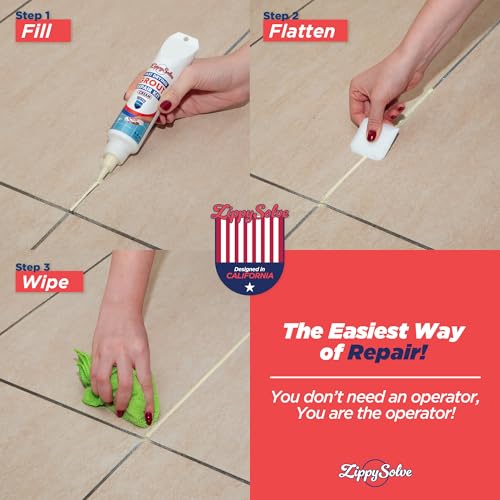 Image of Tile Grout, Repair Kit, Restore & Renew Tile Joints Line, Fast Drying Tile Grout Paint Squeeze Tube for Bathroom Shower Kitchen Floor, Waterproof (8.8 oz, Ivory)