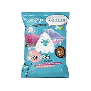 BLUECORN Bio-Popcorn aus Blauem Mais 10er x 50g | Luft-Gepoppt (NICHT FRITTIERT) | Mit nativem Kokosöl und Himalaya-Salz (“Punjab Pakistan”)| Ohne Zugabe von Zucker, Glutenfrei, Vegan, Öko