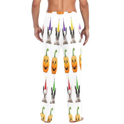 Qilmy Halloween Cute Dog Men's Cotton Pajama Pants, Lightweight Lounge Sleepwear with Drawstring and Pocket3
