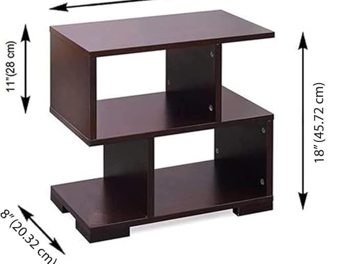 Image of Engineered Wood Corner Table - DIY Bedside & Coffee Table with Book Storage, Space-Saving Modern Design for Living Room, Bedroom, or Office Use