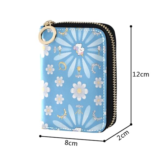 Women's Flowers Floral Unicorn Credit Card Holder Wallet Leather Zipper Card Case for Ladies Girls 203005812