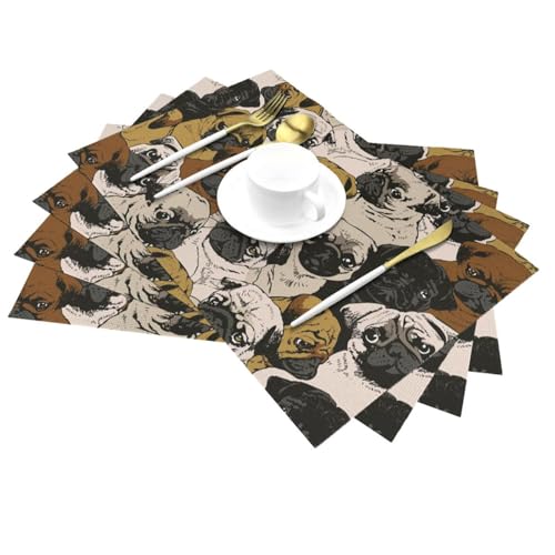 Set de table imprimé résistant à la chaleur et antidérapant lot de 6