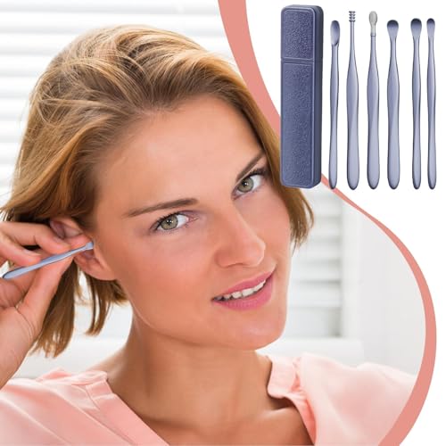 Tapones para los oídos, 6 cm, pala de cera portátil, herramienta de limpieza de oído sin dolor, kit de eliminación de cerumen de acero inoxidable para el cuidado del hogar, higiene de viajes - imagen 2