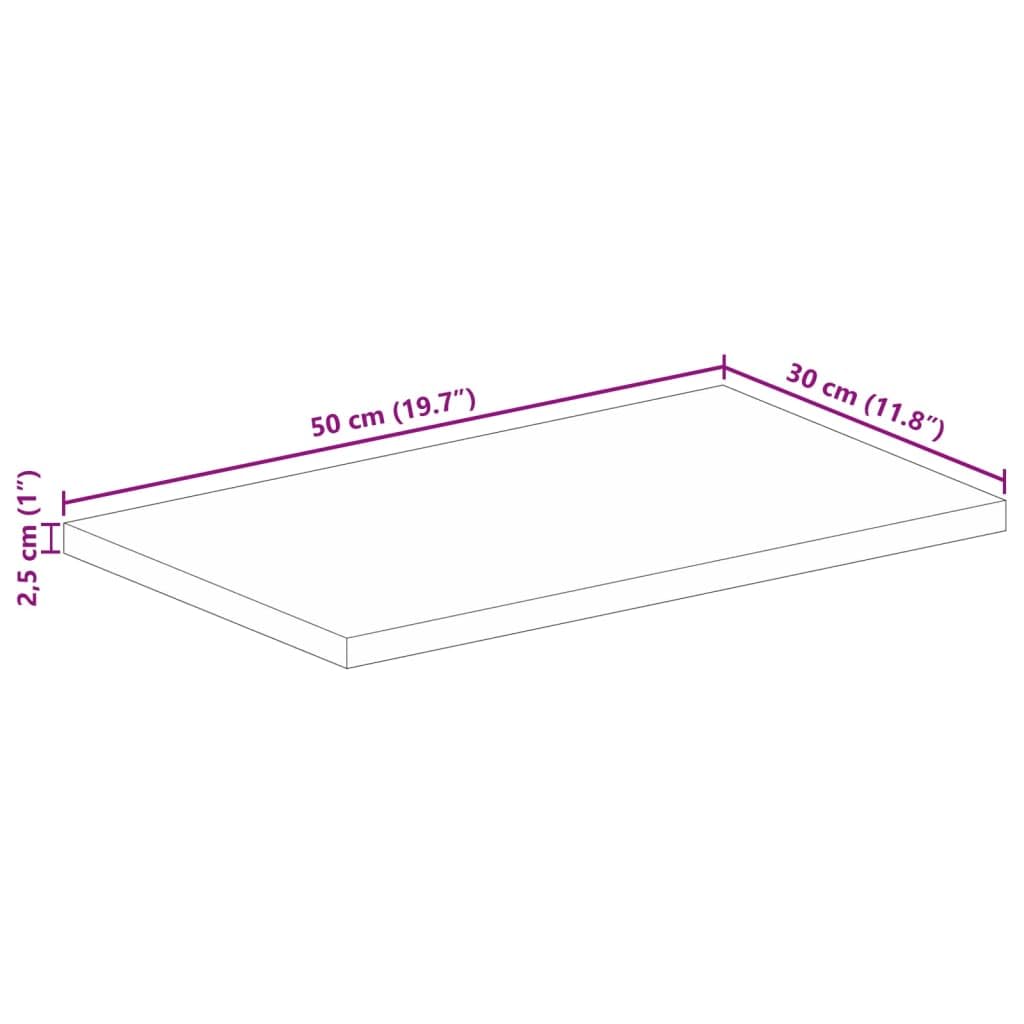vidaXL Piano per Tavolo 50x30x2,5cm Rettangolare Legno Massello Acacia, Piano per Tavolo Rettangolare, Piano Tavolo in Legno, Piano per Tavolo da Pranzo
