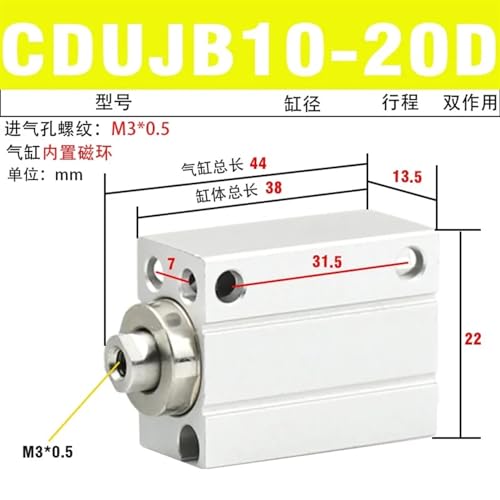 Cilindro compacto CUJB10-20D con diseño de montaje libre multidireccional 3