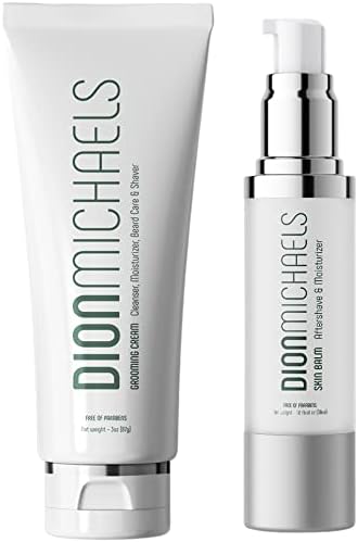 Dion Michaels Shaving Cream & After Shave Set | Grooming Cream | Face Cleanser | Skin Balm | Aftershave Lotion | Soften and Moisturize with Aloe, Shea Butter, Oats and Argan Oil (Pack of 2)