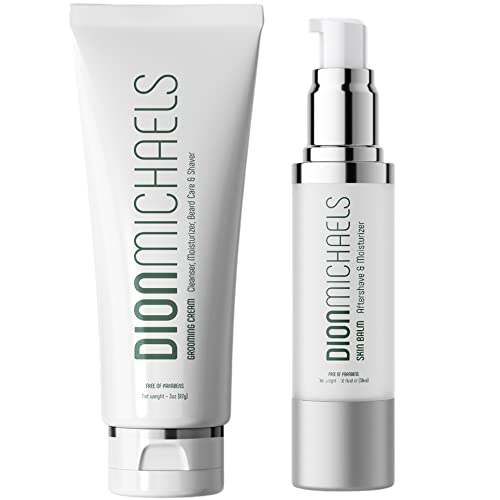 Dion Michaels Shaving Cream & After Shave Set | Grooming Cream | Face Cleanser | Skin Balm | Aftershave Lotion | Soften And Moisturize With Aloe, Shea Butter, Oats And Argan Oil (Pack Of 2) #TOP19