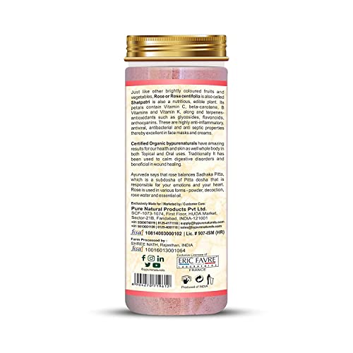 Image of byPureNaturals 100% Natural Herbal Organic Rose Petal Powder Rose Centifolia Powder Hair Growth Healthy Skin Face Care- 100gm